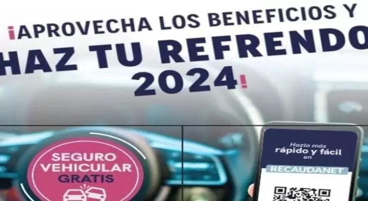 Con beneficios inicia periodo de refrendo vehicular 2024